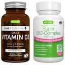 Vitamine quotidienne D3 + Super B12-Complex, lot végétarien, 365 2000iu Vitamine D3 Comprimés + Haute Absorption Sublingual B12, par Igennus