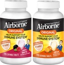 Airborne 1000mg Vitamine C Comprimés à croquer Citrus & Very Berry Flavor Bundle - Supplément de soutien immunitaire au zinc et aux vitamines antioxydantes puissantes A C & E, (2 bouteilles 116ct)*