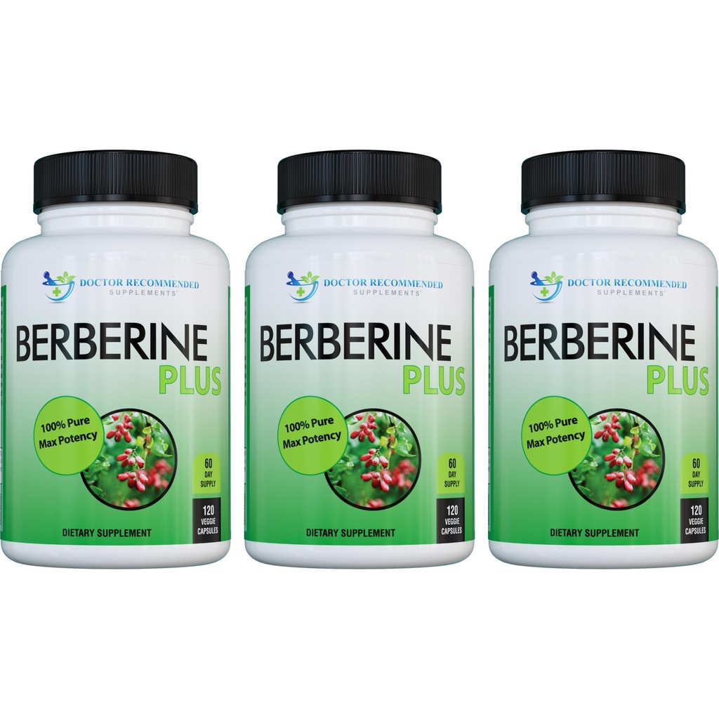 DOCTEUR COMPLÉMENTS RECOMMANDÉS Berberine Plus 1200mg par portion - 120 Capsules de Veggie Jelly Royal (120 Compte (paquet de 3))