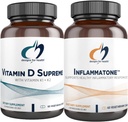Designs for Health Vitamine D Supreme + Inflammatone Bundle - Vitamine D3 5000 UI + 2000mcg Vitamine K avec un mélange botanique enzymatique pour promouvoir une réponse inflammatoire saine - 2 produits