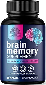 Brain Memory Supplement Pills - 3X Strength Nootropics for Concentration, Clarity & Focus Support - Brain Health Cognitive Vitamins with Bacopa, Phosphatidylserine & DMAE, Brain Booster - 60 Capsules