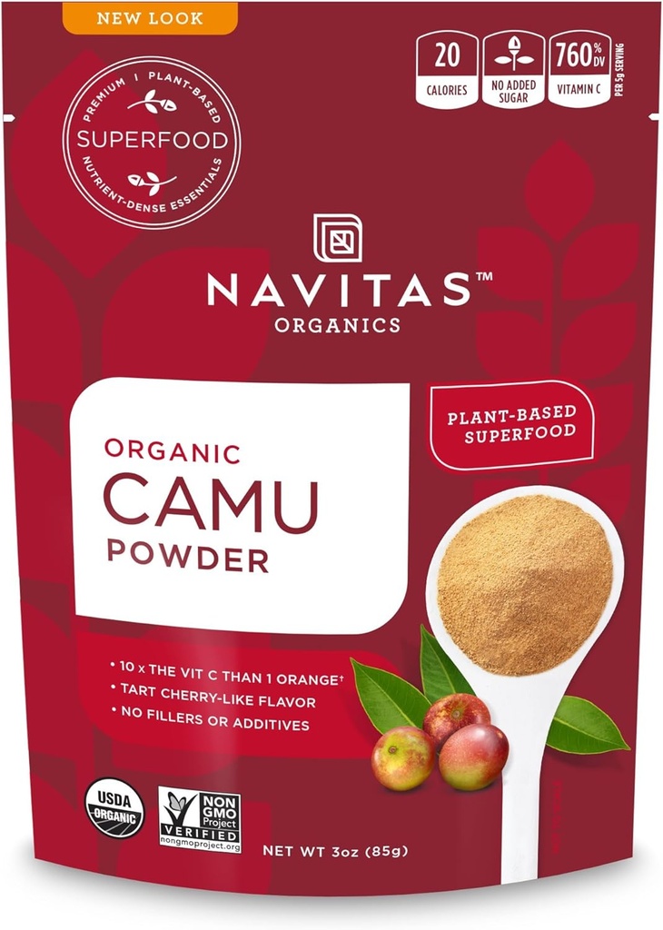 Navitas Organics Camu Camu Poudre, 3 oz. Sachet, 17 portions — biologique, non-OGM, sans gluten