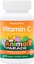Natures Plus Parade animale Vitamine C sans sucre pour enfants, Saveur naturelle de jus d'orange - 90 comprimés en forme d'animal à croquer - Support immunitaire - Sans gluten - 45 portions