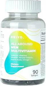 Briyo All Around Men - Multivitamine pour les hommes avec 38 vitamines essentielles, minéraux, oméga 3 et extraits de plantes – soutient l'immunité énergétique – vivre fort avec une capsule quotidienne propre