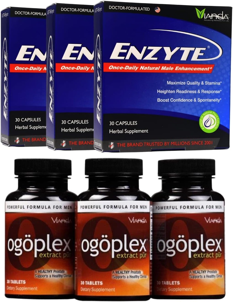 Enzyte® + Ogoplex® Bundle® Natural Male Enhancement + Prostate & Climax Enhancement - 90 jours d'approvisionnement de chaque marque