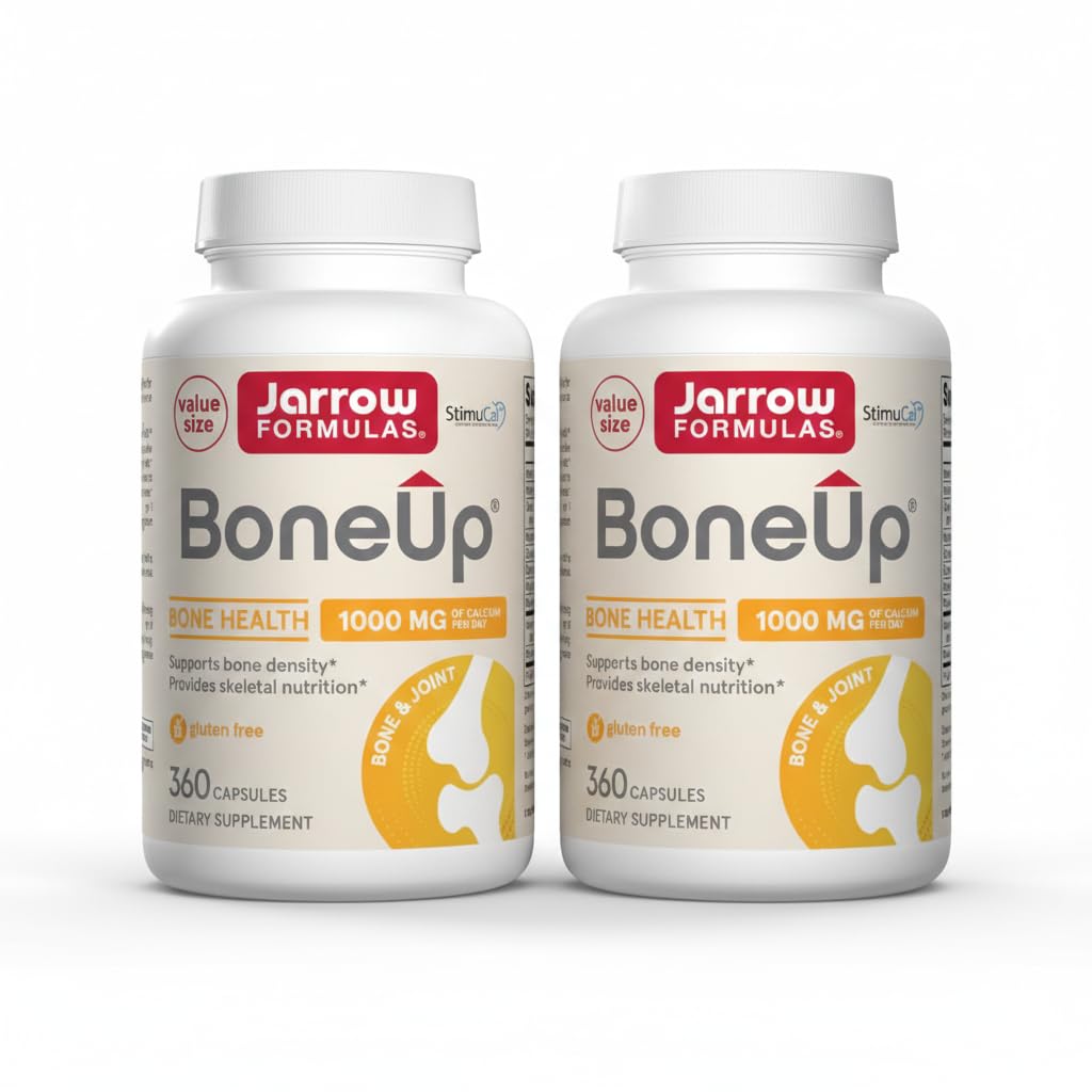 Jarrow Formulas BoneUp for Bone Density - Vitamin D3 and K2, Calcium Support, 360 Capsules, Promotes Skeletal Nutrition, Up to 60 Days Supply (Pack of 2)
