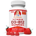 Vitamine D3, B12 Gummies par Dr Danielle, Supplément quotidien végétalien pour adultes et enfants, non-OGM, Vitamine D3 1000 UI et 250 mcg Vitamine B12, 2 mois d'approvisionnement (60 Gummies)