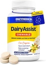 Enzymedica DairyAssist Chewable, 2-en-1 Enzymes digestifs pour la digestion laitière, la lactose et caséine, formule à action rapide pour le gaz et le dégel, 60 comprimés à ingérer