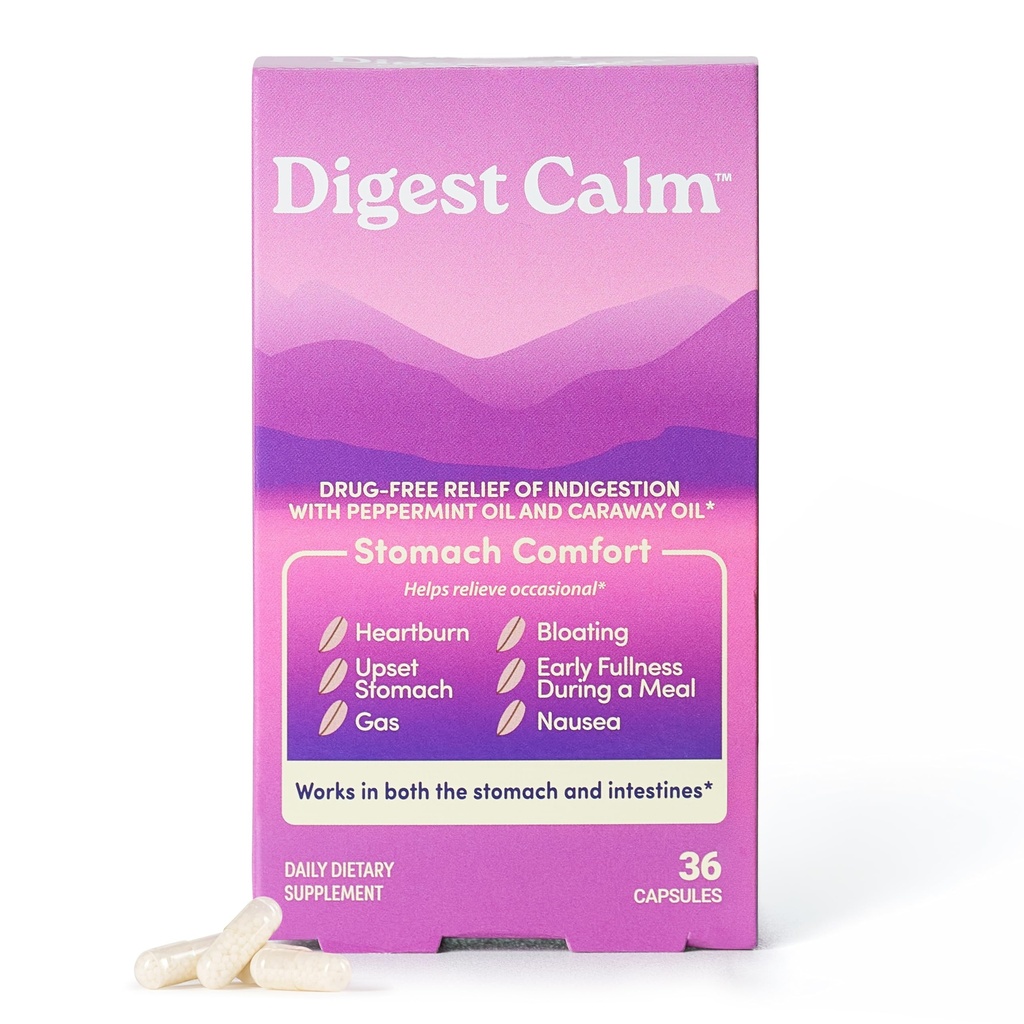 Peppermint & Caraway Oil Capsules, Indigestion, 36 Count | 90 mg peppermint plus 50 mg caraway per serving, fast stomach-release, soothes nausea, upset stomach & bloating, made in USA