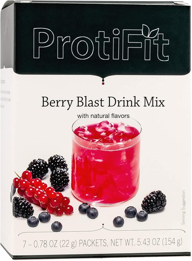 ProtiFit - High Protein Fruit Flavored Powder Drink Mix, 15g Protein, Low Calorie, Sugar Free, Ideal Protein Compatible, 7 Servings Per Box (Berry Blast)