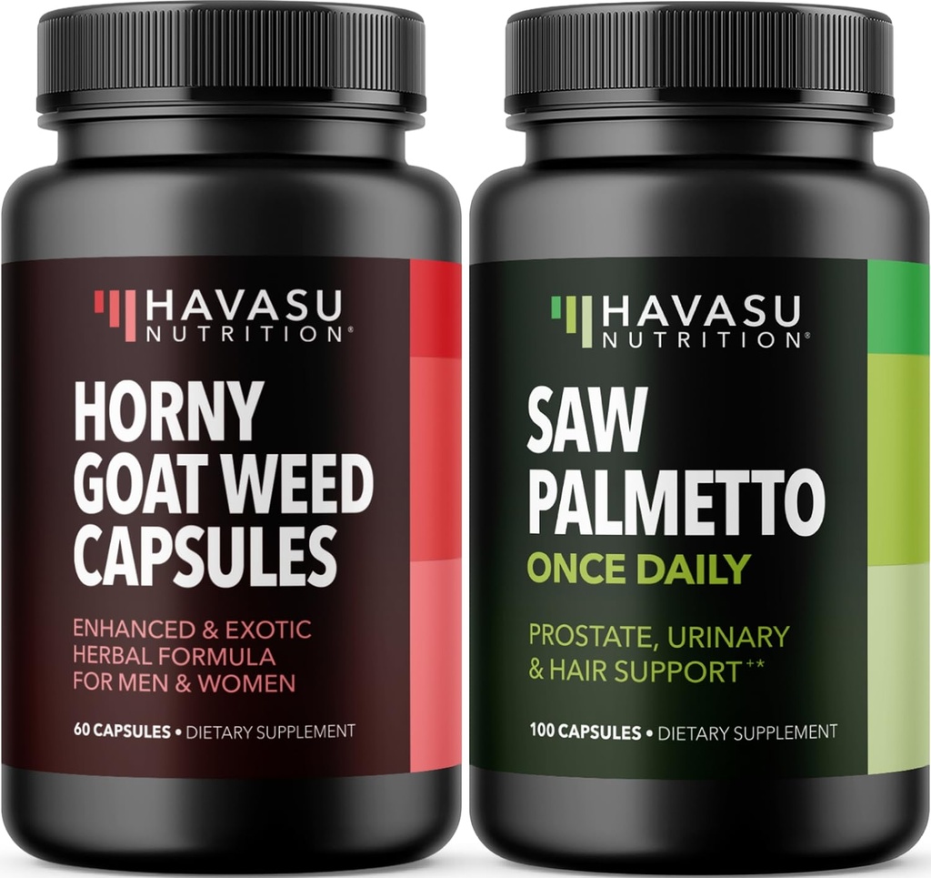 NUTRITION HAVASU Capsules d'herbes horny de chèvre (30 portions) et capsules de Palmetto de scie (100 portions)