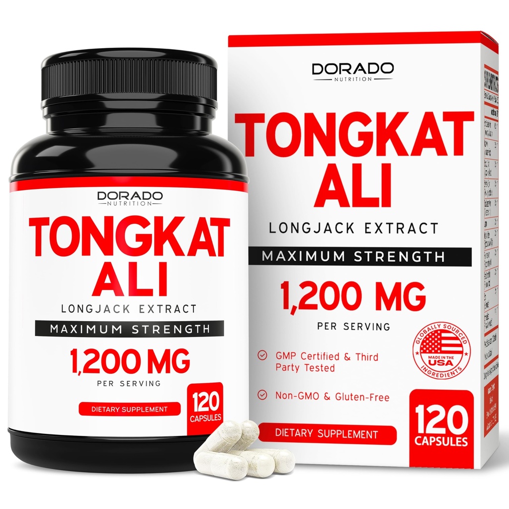 Tongkat Ali pour hommes (Longjack) Eurycoma Longifolia Extrait 1200mg par portion, 120 Capsules - Longjack Tongkat Ali pour la santé des hommes et le soutien de la vitalité - tiers testé, États-Unis Made & Non-OGM