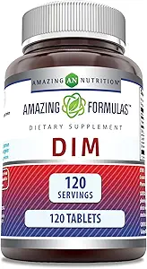 Formules étonnantes Supplément DIM (Diindolylméthane) $ 100 Mg par portion $ 120 Comprimés $ Non-GMO $ Sans gluten $ Fabriqué aux États-Unis