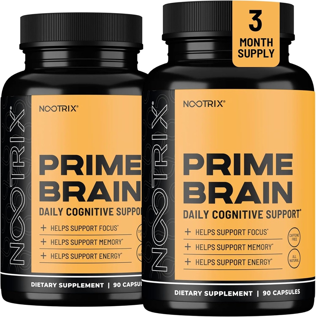 Nootrix Prime Cerveau Nootropic Supplement soutient la mémoire, la concentration mentale, la santé cognitive et l'énergie.