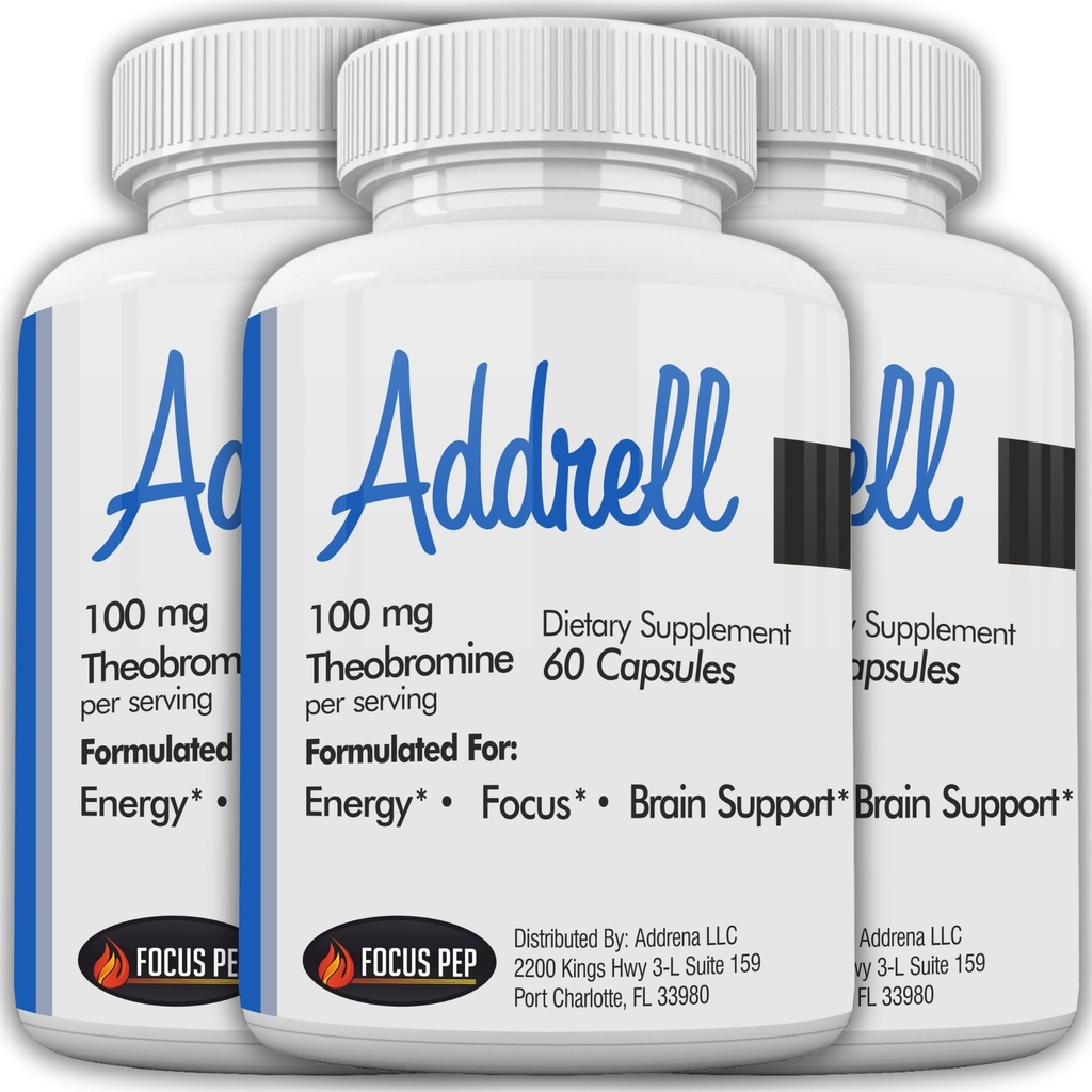Addrell Energy Stimulant Pills- Supplément d'étude Pill alternative, Suppléments Nootropiques naturels et Enhancer Cognitif Substitut pour élever la clarté mentale pour les femmes et les hommes- 180 capsules