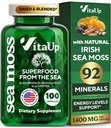 Wildcrafted Irish Sea Moss Capsules with Burdock Root & Bladderwrack - USA Made Sea Moss Advanced for Hair, Skin, Immune & Energy Levels Support - SeaMoss Pills - 100 Capsules Vegan