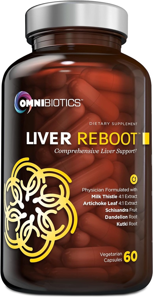 Omnibiotics Liver Cleanse Detox & Repair Supplement – Thistle de lait, racine de dandelion, acide alpha lipoïque, extrait d'artichaut, Schisandra, Silymarin – 60 Capsules Vegan