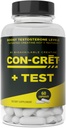 CON-CRET®+ Test, CON-CRET® Creatine HCl breveté maintenant avec Testofen®, Boost Testostérone Niveaux, 60 Capsules