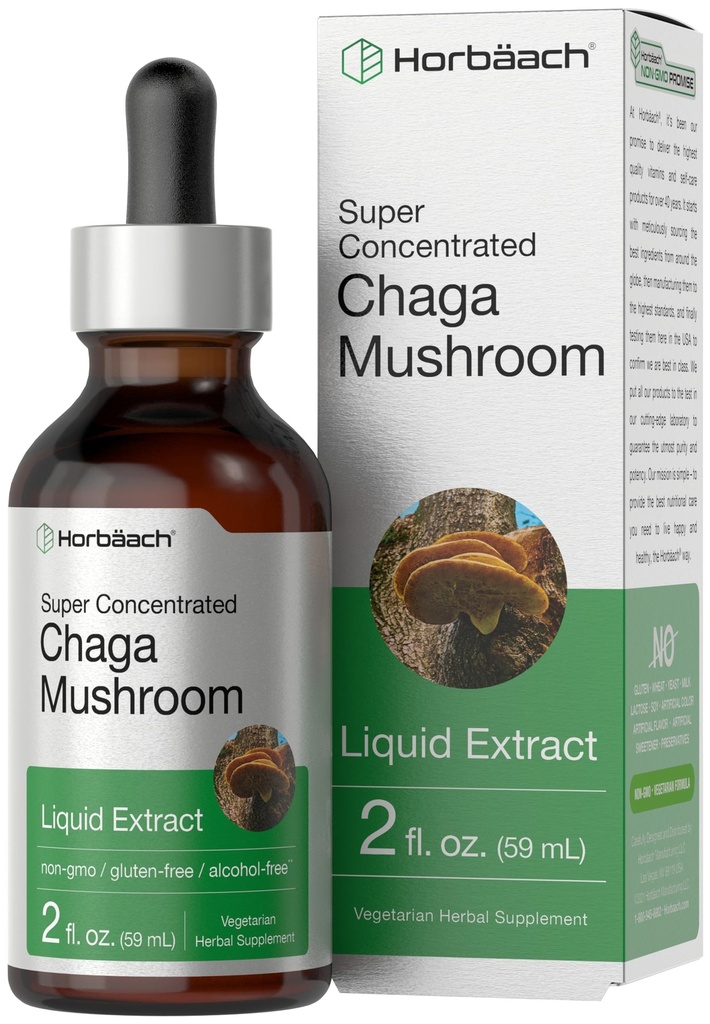 Horbaach Chaga Mushroom Extract | 2 Fl Oz | Liquid Drops Tincture | Alcohol Free | Vegetarian, Non-GMO & Gluten Free