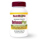 NutriBiotic – DefensePlus, 45 Comprimés 11 en 1 Soutien immunitaire avec vitamine C, zinc, extrait de graines de pamplemousse, Echinacea, Astragalus Root & Immune Boosting Extracts & Champignons
