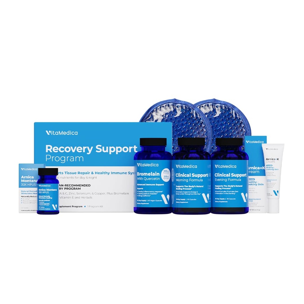 VitaMedica | Ultimate Recovery Bundle | Surgery Prep | Wound Healing | Supplements | Arnica K Oxide Cream | Hot Cold Packs | 30 Day Supply | Arnica Montana | Bromelain | Vitamin A | B Complex