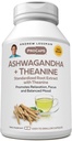 ANDREW LESSMAN Ashwagandha + Theanine 60 Capsules - Standardized Extract. Promotes Relaxation, Focus and Balanced Mood. Small Easy to Swallow Capsules