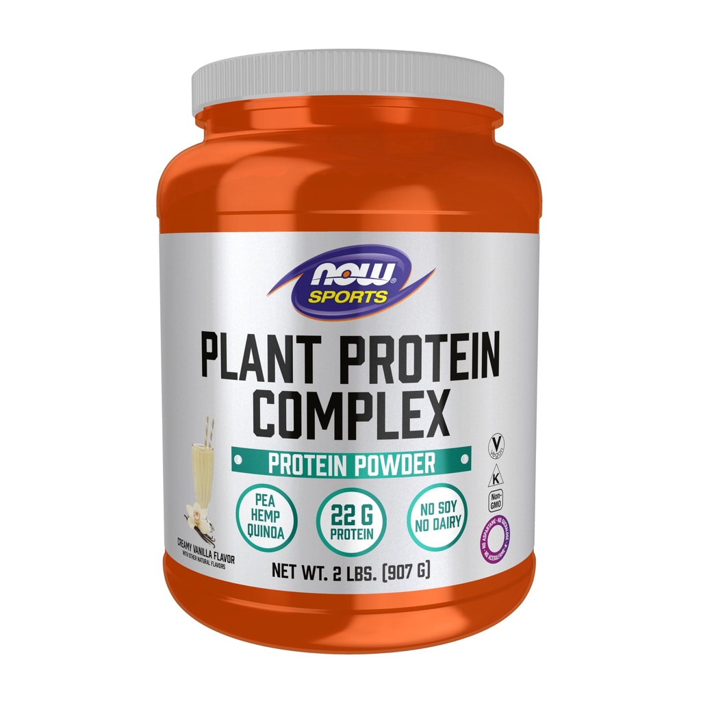 NOW Foods Sports Nutrition, Plant Protein Complex 22 g, Creamy Vanilla Powder, 2-Pound