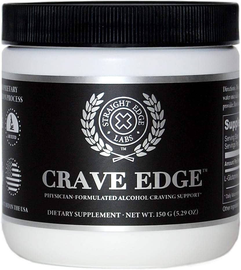 Crave Edge Alcohol Craving Support, boisson de remplacement anti-alcool, arrêt de boire, désintoxication du foie, action rapide, pas de grosses pilules ou mauvais goût (150G poudre, 30 portions)