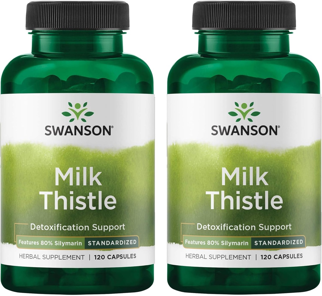 Swanson Thistle de lait (normalisé) - Supplément de soutien du foie à base de plantes avec 80% Silymarin - Formule naturelle aidant à maintenir la santé globale et le bien-être - (120 Capsules) (2 Pack)
