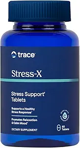 Trace Minerals Stress-X - Supplément diététique avec fibre alimentaire et minéraux traces - Supplément de magnésium pour le soutien de la santé du sommeil - Formule avec des vitamines A, B12, D et plus - 60 comprimés (30 portions)