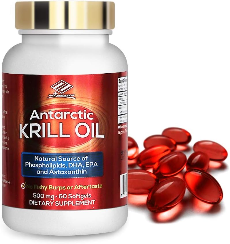 Supplément alimentaire pour l'huile de krill antarctique (500 mg, 60 Softgels)