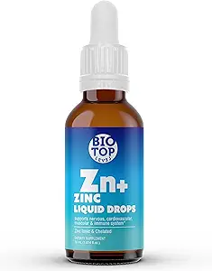 Supplément au zinc liquide. Soutien immunitaire et soins de la peau. Zinc ionique et chélaté pour enfants et adultes. 30 jours d'approvisionnement, végétalien, à base de glycérine biologique, non aromatisé