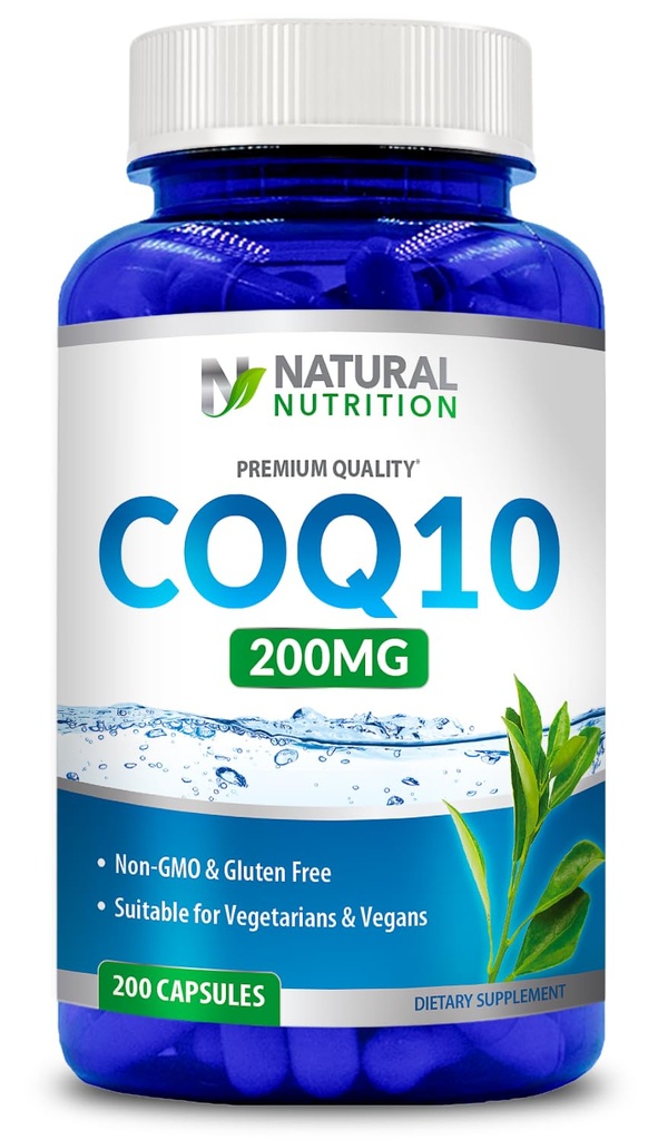 Générique Vitamine naturelle Coq10 200mg, 200 Capsules, Absorption rapide - Sans gluten et sans OGM