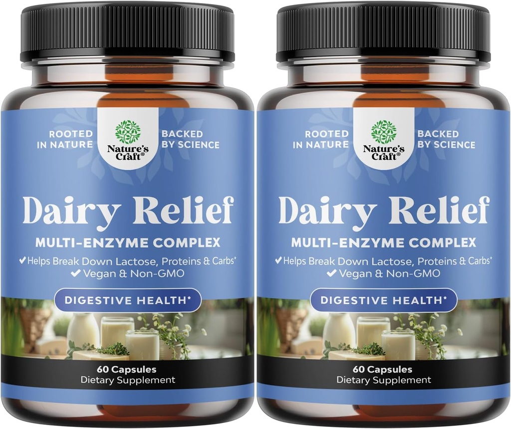Pilules d'intolérance au lactose 120 jours d'approvisionnement - Enzymes digestifs laitiers à action rapide - Pilules de soulagement des produits laitiers pour la digestion, le gonflement, le gaz et les protéines de glucides - Supplément de digestion pour le soulagement de l'intolérance au lactose