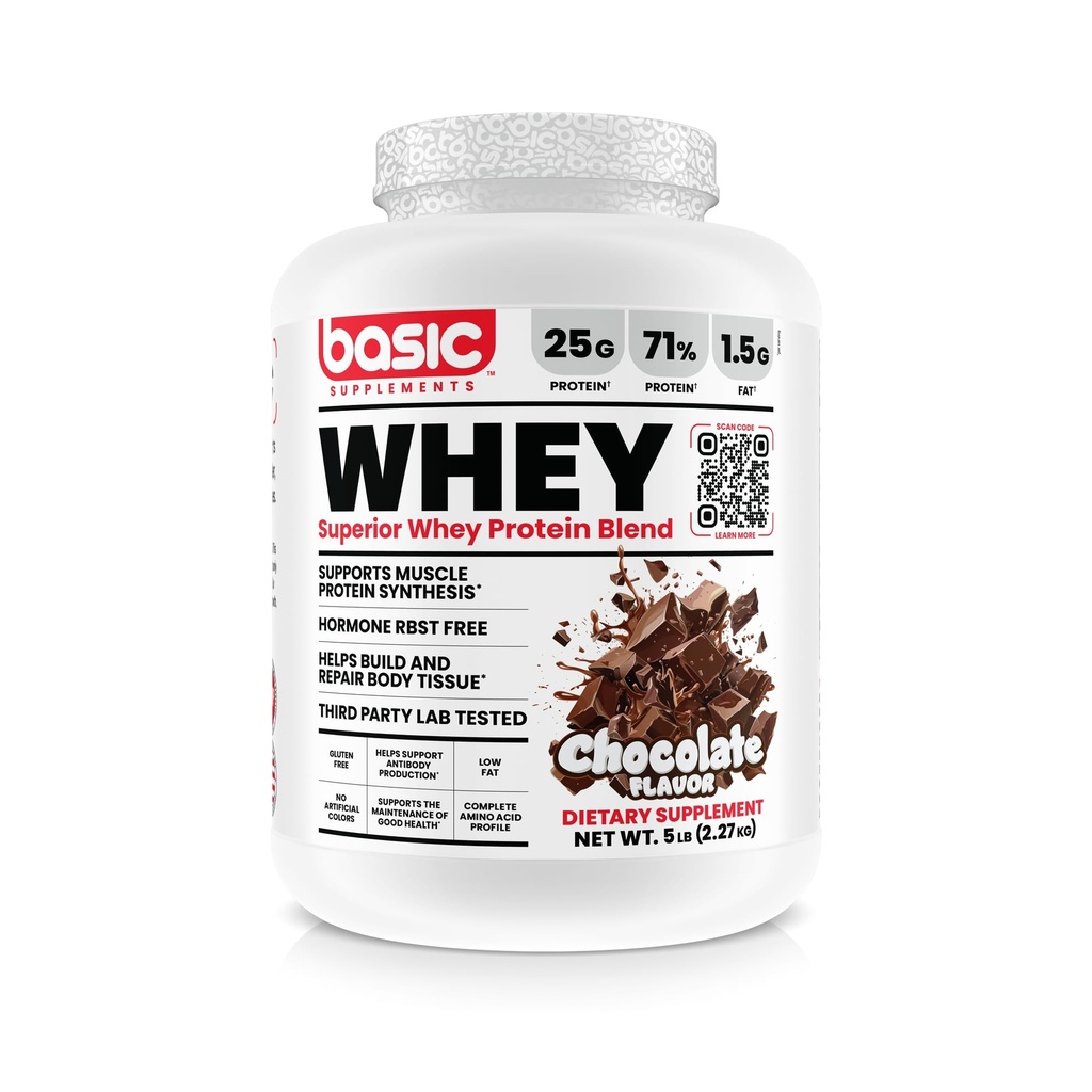 Whey Protein Powder, 25g Protein, Complete Amino Acid Profile, Gluten-Free, Low Fat, RBST-Free, Supports Muscle Recovery & Antibody Health