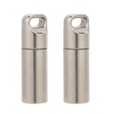 2 Pcs Waterproof Stainless Steel Pills Case Keychain, Portable Mini Pills Box with Silicone Loops for Home Daily, Travel EDC(S)