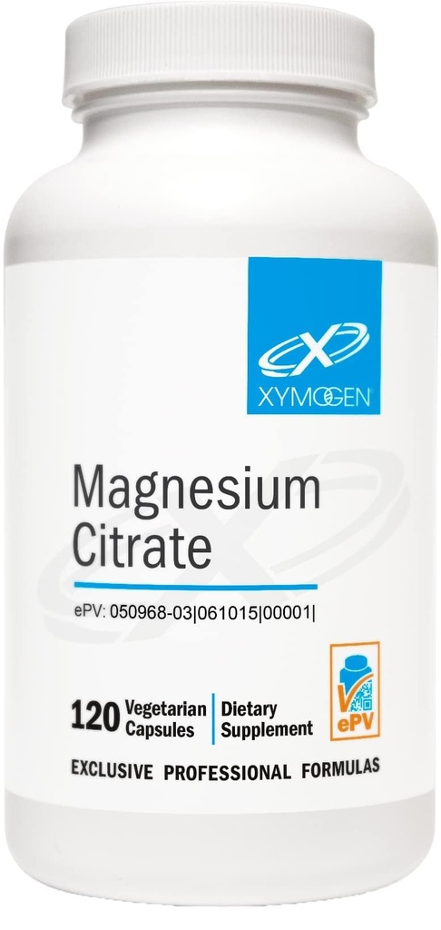 XYMOGEN Capsules de citrate de magnésium - Supplément de magnésium végétalien pour les femmes + les hommes - Regularity, Muscle, Bone + Suppléments de santé cardiaque (120 Capsules)