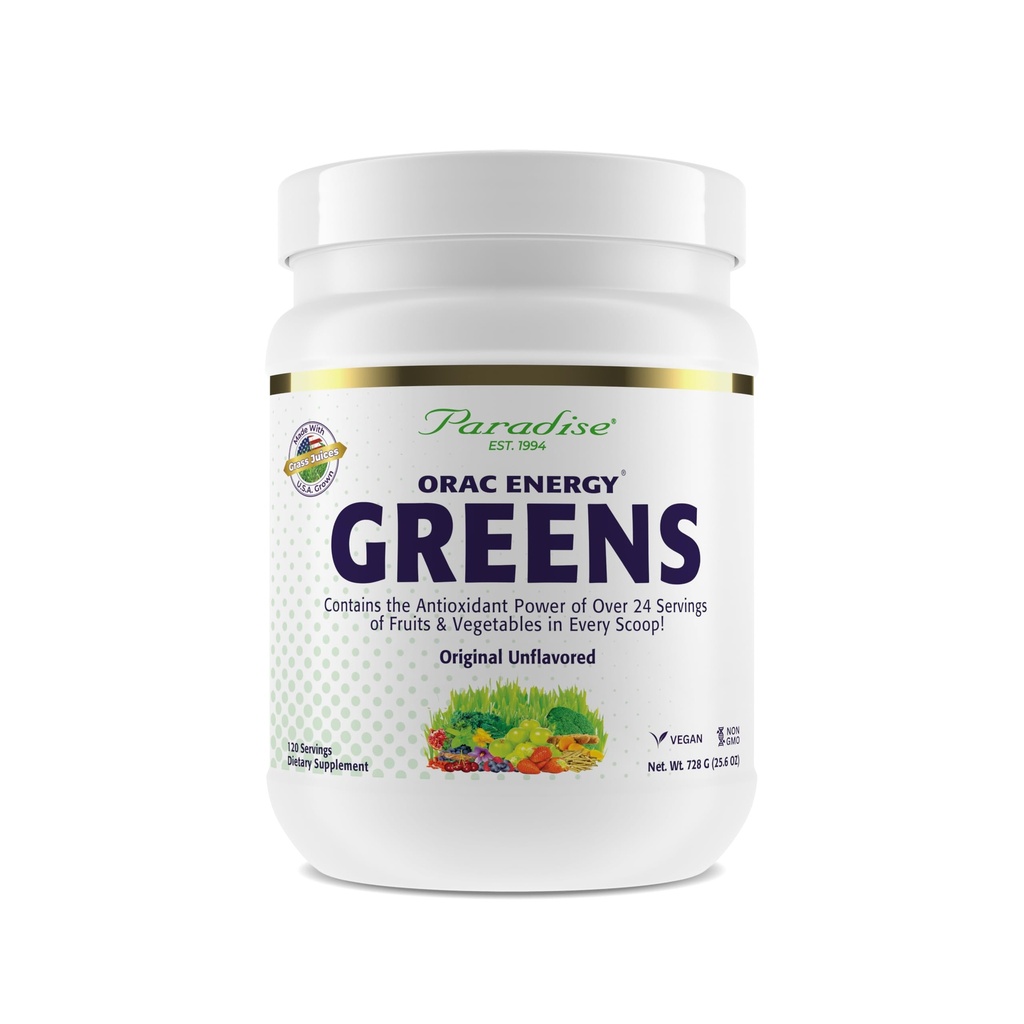 Herbes paradisiaques, poudre de vert d'énergie ORAC, pouvoir antioxydant de 24 portions de fruits et légumes dans 1 Scoop, 120 portions