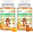 Gommies de magnésium pour les enfants - Supplément Glycinat de magnésium avec L-Theanine, vitamine B6, D3 pour les adultes et les enfants, Magnésium calme pour le sommeil, relaxation, cerveau, os, sans sucre orange 120ct