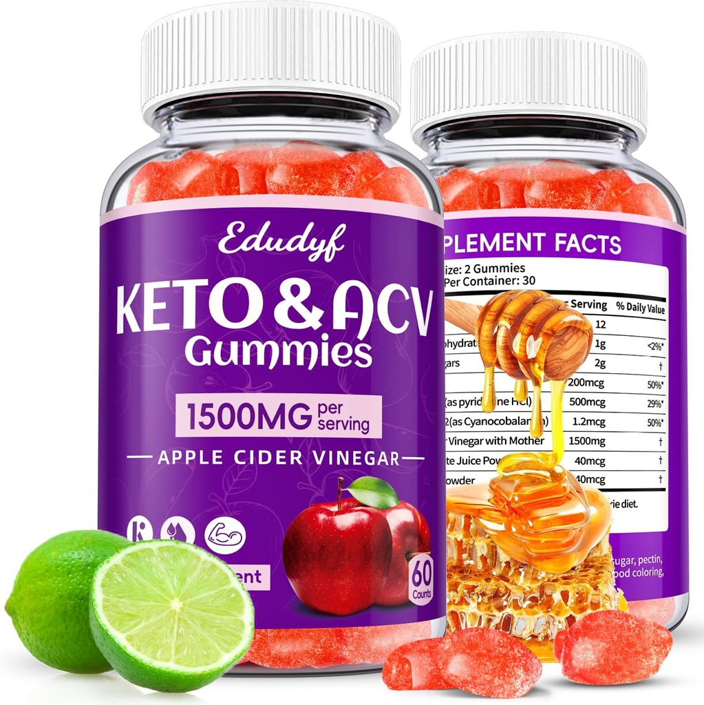Keto Acv Gummies,Gommies de cidre de pomme biologique,Gommies de cidre de pomme,Gummes de kéto,Santé des femmes,Probiotiques pour la santé digestive,Métabolisme,GMO Free & Vegan - 120 Compte