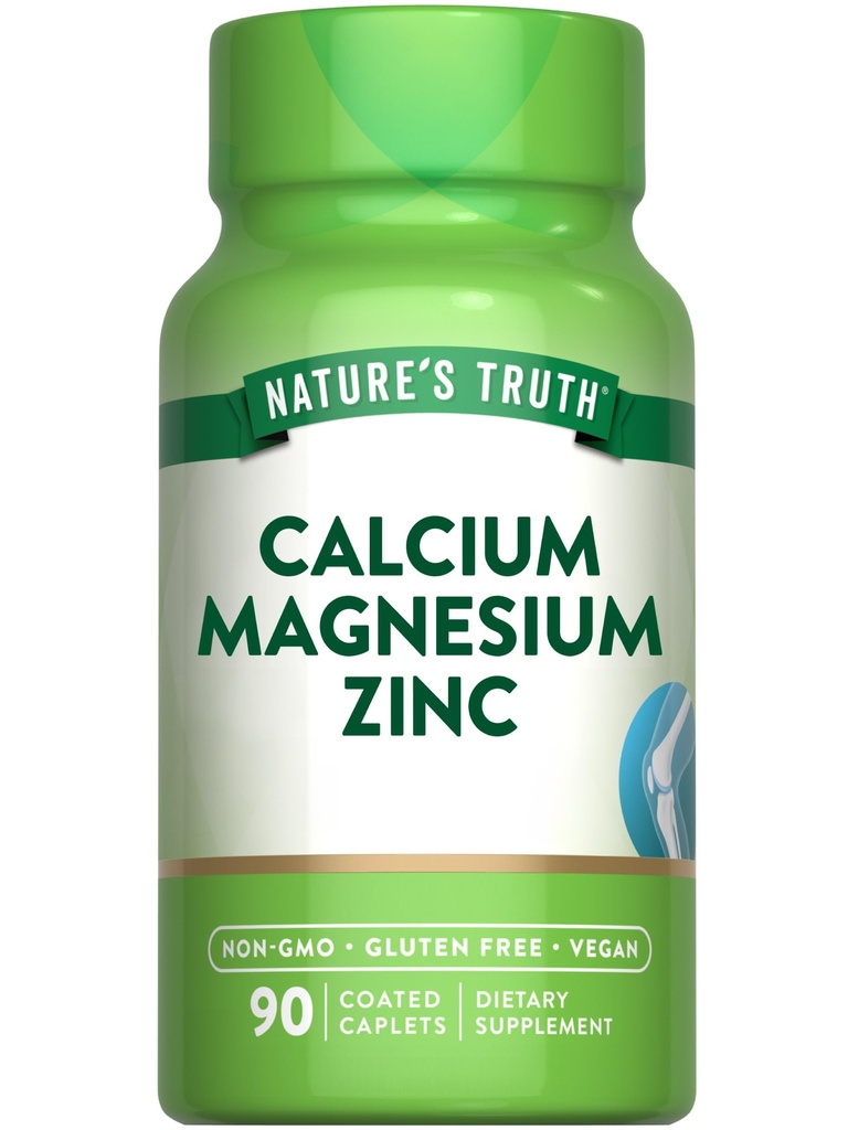 Nature's Truth Calcium Magnesium Zinc | 90 Coated Caplets | Vegan, Non-GMO, and Gluten Free Supplement