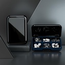 Pill Box Waterproof Travel Pill Case Portable Daily Pill Container Pill Holder Purse 6 Compartiments Pocket Compact Medicine Organizer for Vitamine,Pish Oils,Supplements,Medification (Grand Noir)
