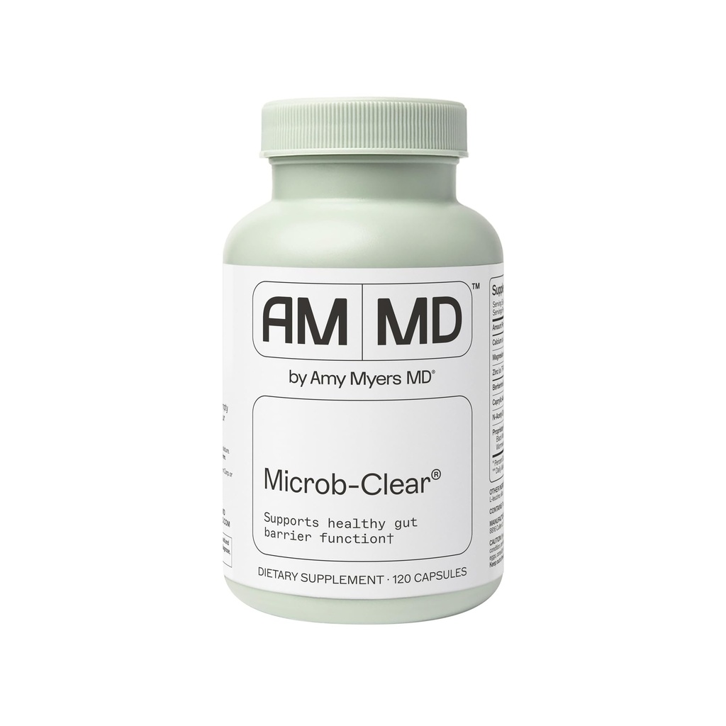 Amy Myers MD Microb-Clear - Microbiome Balance Support - Aids Gut Health, Daily Bowel Movements & Bloating - Supports Healthy Gut Flora - Gluten-Free, Dairy-Free & Non-Soy - 120 Capsules (60 Servings)