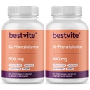 BESTVITE DL-Phenylalanine 500mg (240 Capsules végétariennes) (2-Pack) - Pas de stéarate - Pas de remplissage - Vegan - Sans gluten - Non OGM
