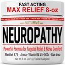 Neuropathy Nerve Cream - Fast Acting for Feet Hands Legs Toes - Ultra Strength Menthol, Arnica, Aloe Vera, MSM, Natural Soothing Nerve Comfort - Extra Large 8 oz