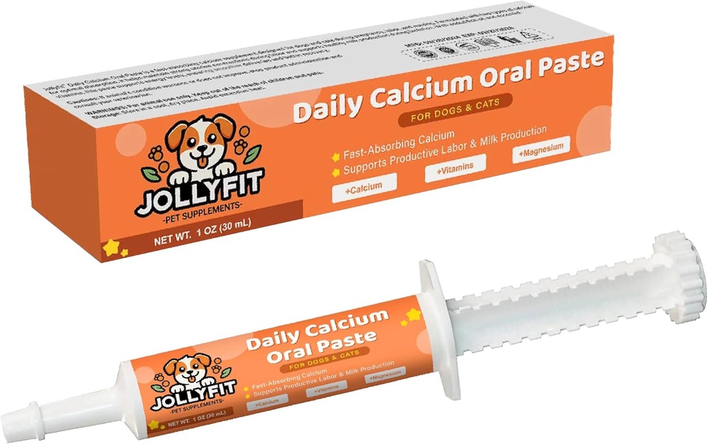 Calcium oral pour chiens et chats aidants, Calcium à absorption rapide pour chiens, soutien travail d'aide et production de lait, améliore le colostrum pour chiots, supplément de calcium quotidien pour animaux de compagnie - 1 oz