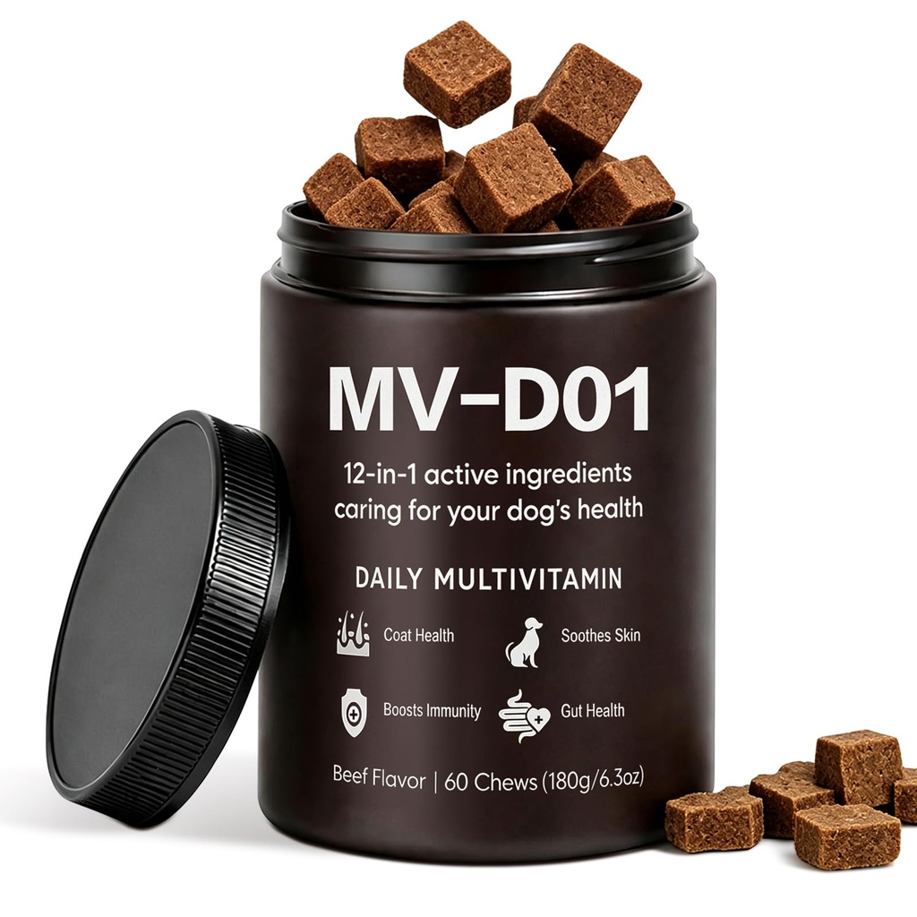 DM-01 Daily Multivitamin for Dogs - Advanced Hip & Joint Support, Boosts Immune System & Digestion, Promotes Skin, Coat & Organ System Health, Enhances Activity & Mood, 60 Chews