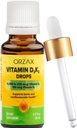 ORNAX Vitamine D3 K2 gouttes - soutient la densité osseuse et l'absorption de calcium - pour os, muscles et coeur - (0.67fl oz - 20 ml)