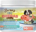 Bernie's OMG ! Omega Chews pour chiens - 5X Extra Strength DHA+EPA, huile de poisson, peau saine et manteau, anti-allergie, supplément articulaire (Pork Flavor)