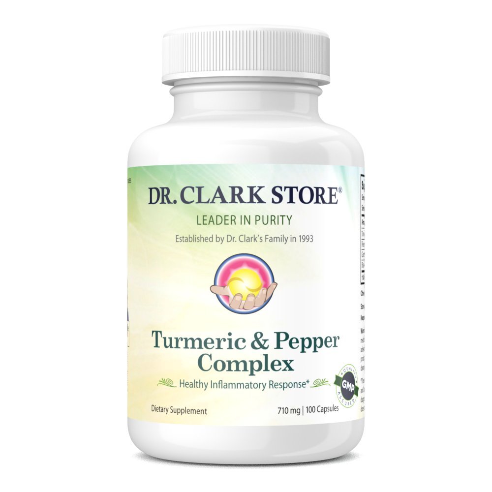 Dr Clark Store Turmeric & Black Pepper Extract – 710mg, 100 Capsules, Immune Support, Antioxydant, Supplément santé Digestion pour les adultes